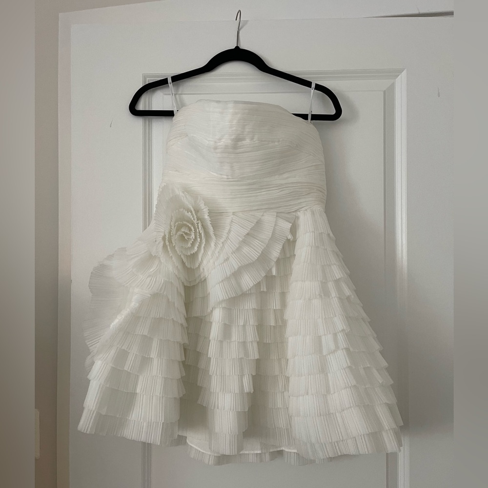 Aje Sculptura Pleated Strapless Minidress